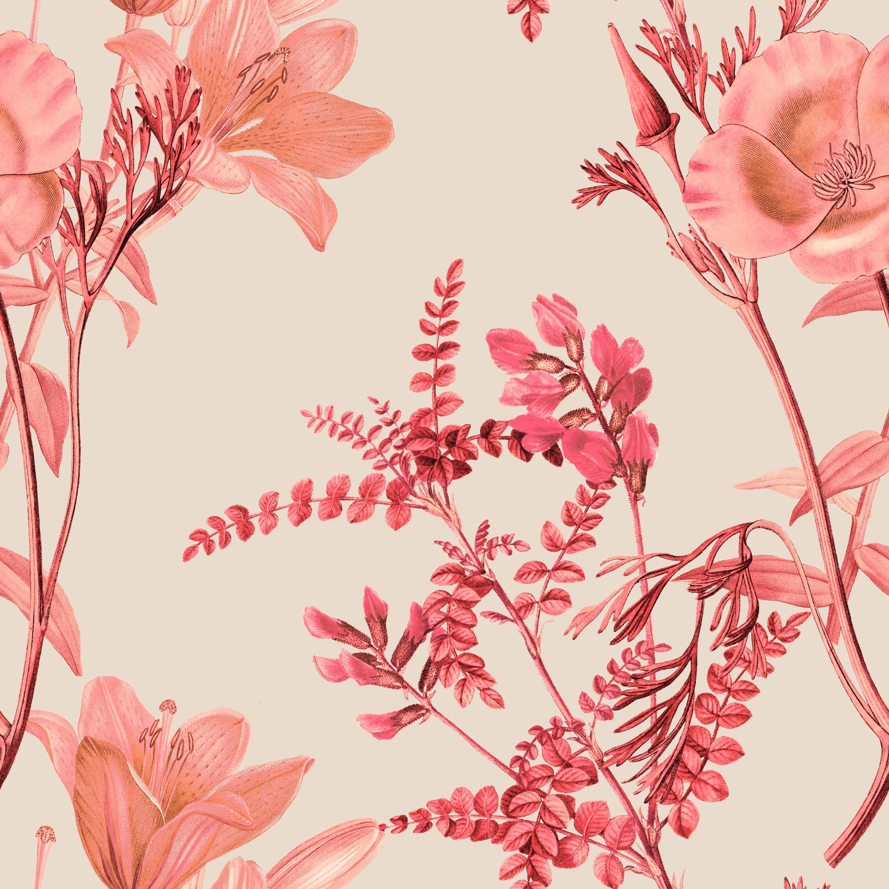 Botánica Coral Bloom Wallpaper⁠