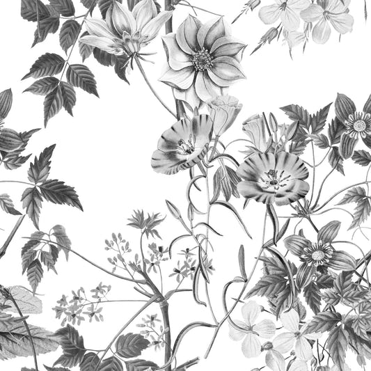 Tapeta z monochromatycznymi botanicznymi wzorami