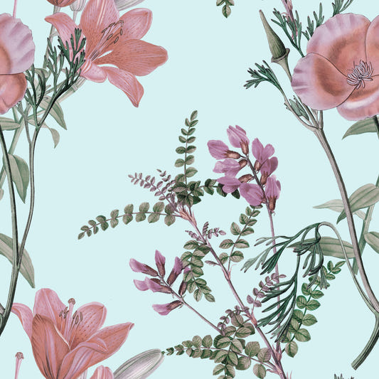 Vintage blomstrende ro tapet