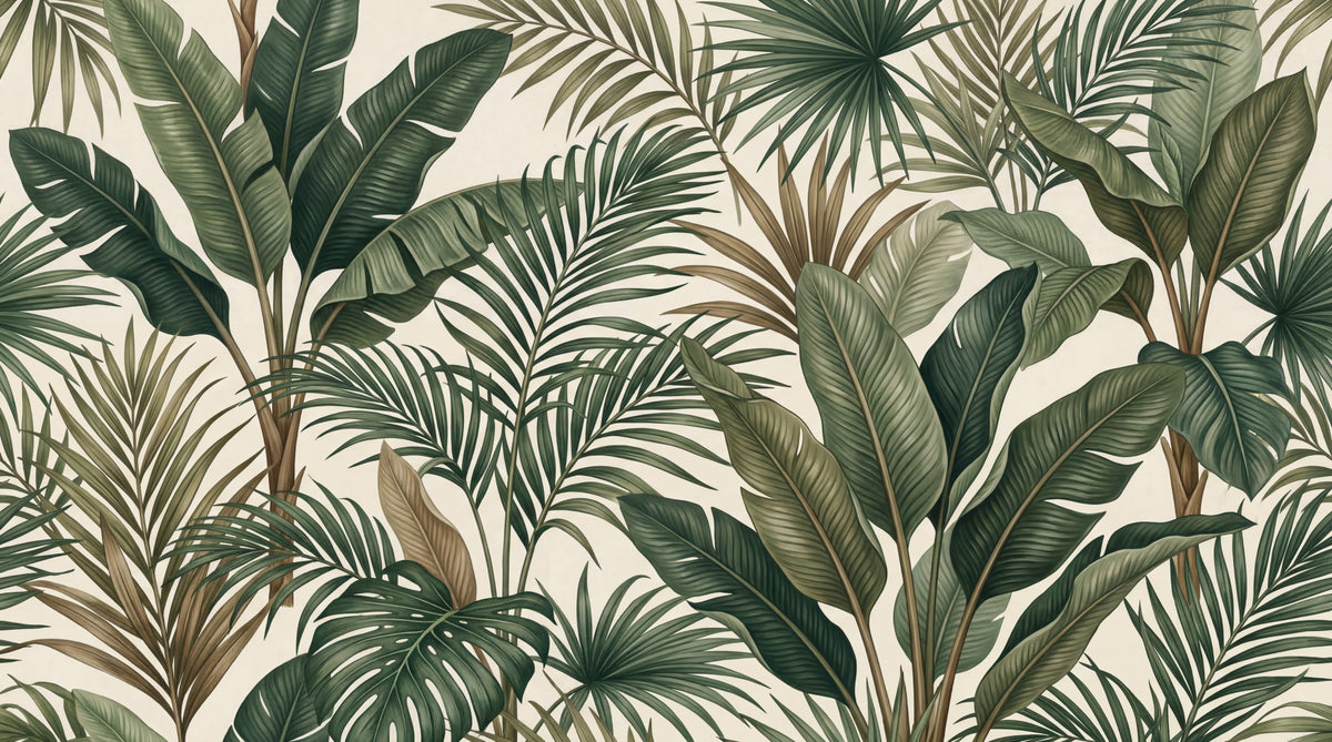 Papier peint panoramique feuillage tropical luxuriant in your room