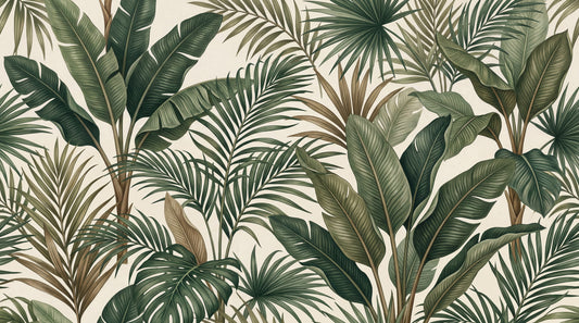 Tapet mural cu frunziș tropical luxuriant