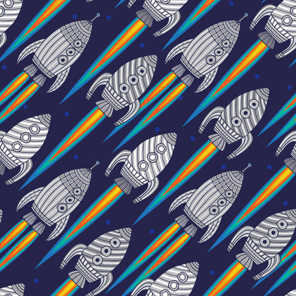 Décollage ! Papier peint fusées spatiales pour enfants in your room — zoomed