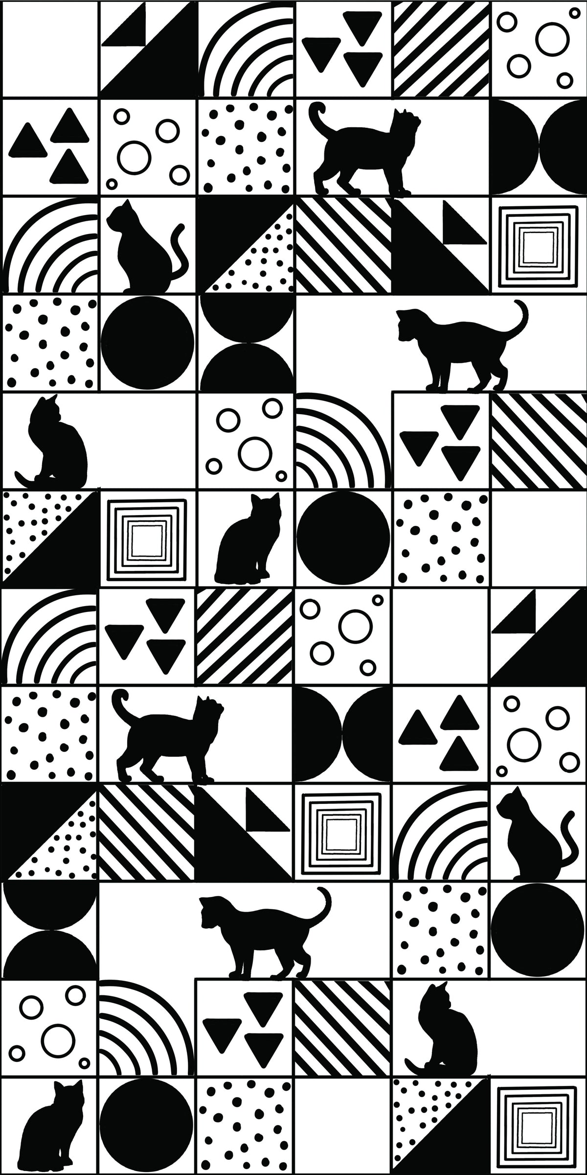 Monochromes Katzenlabyrinth Tapete in your room
