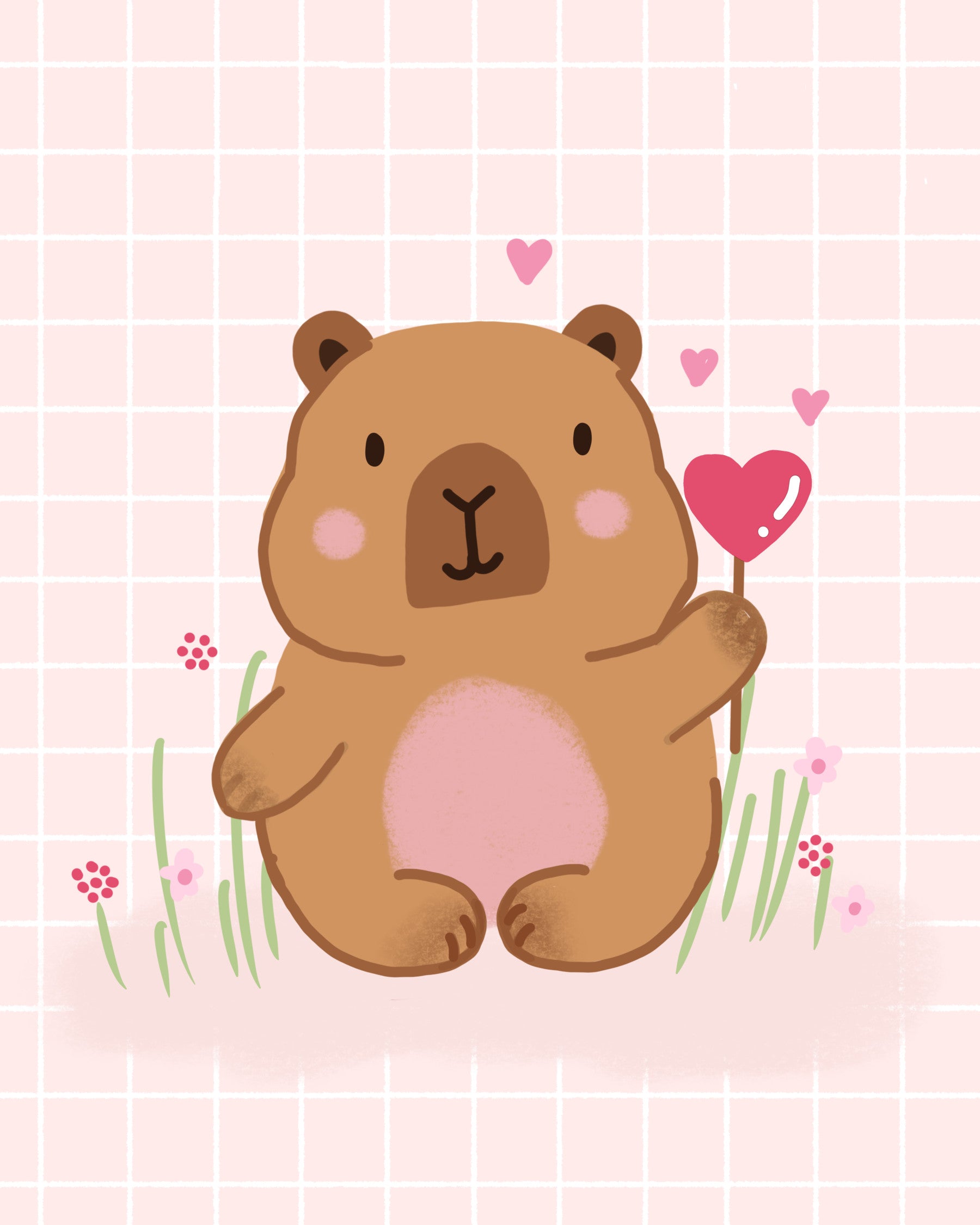 Capybara in Love Wandbild