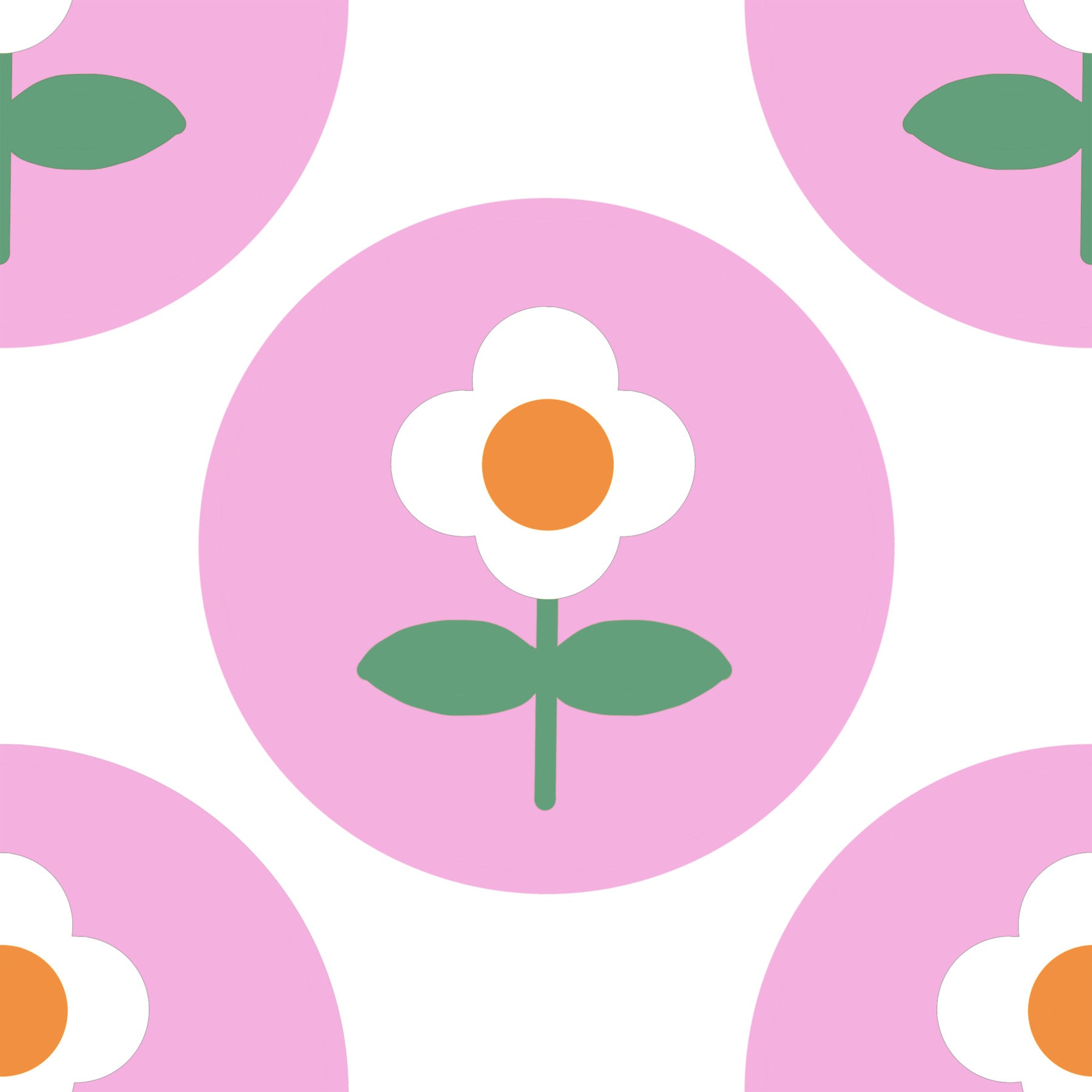 Retro Daisy Circles Wallpaper⁠