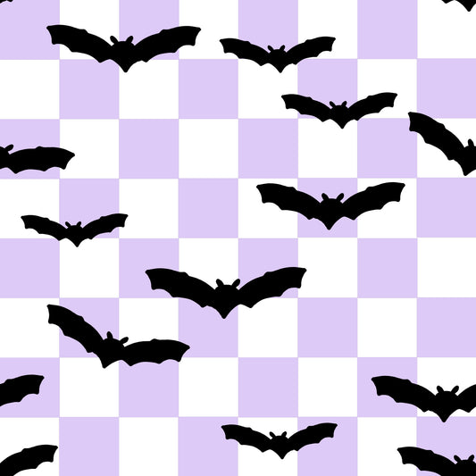 Carta da parati Pipistrelli a scacchi viola