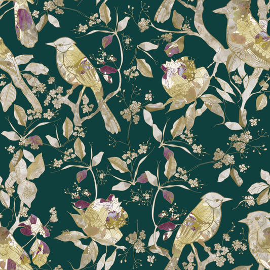 Tapet Emerald Garden Birds
