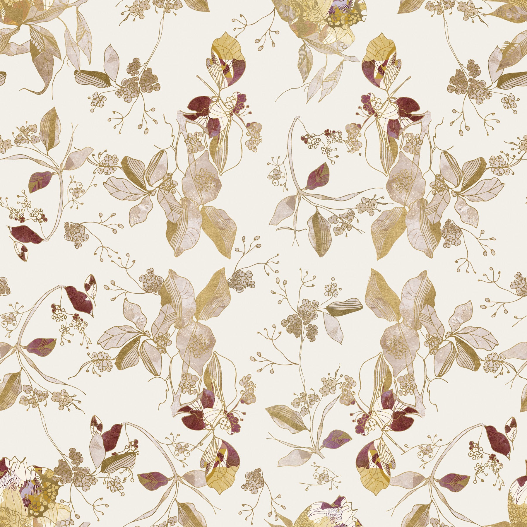 Navy Heritage Floral Trail  Wallpaper⁠