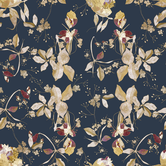 Papel de Parede Trilha Floral Verde Floresta