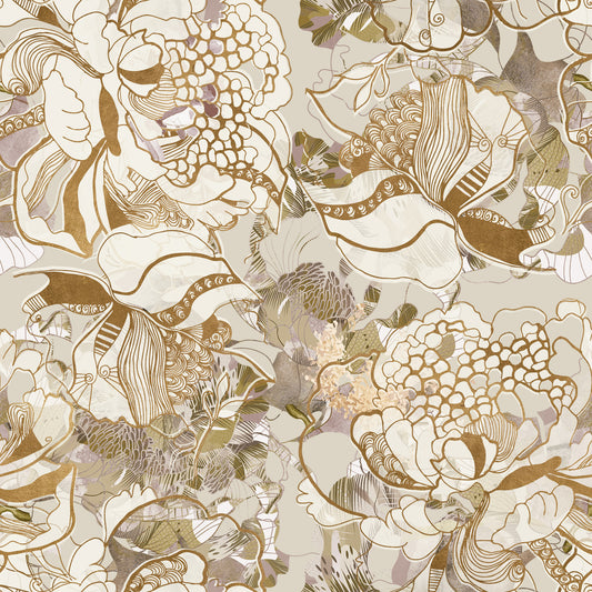 Papel de Parede Floral Vintage Creme