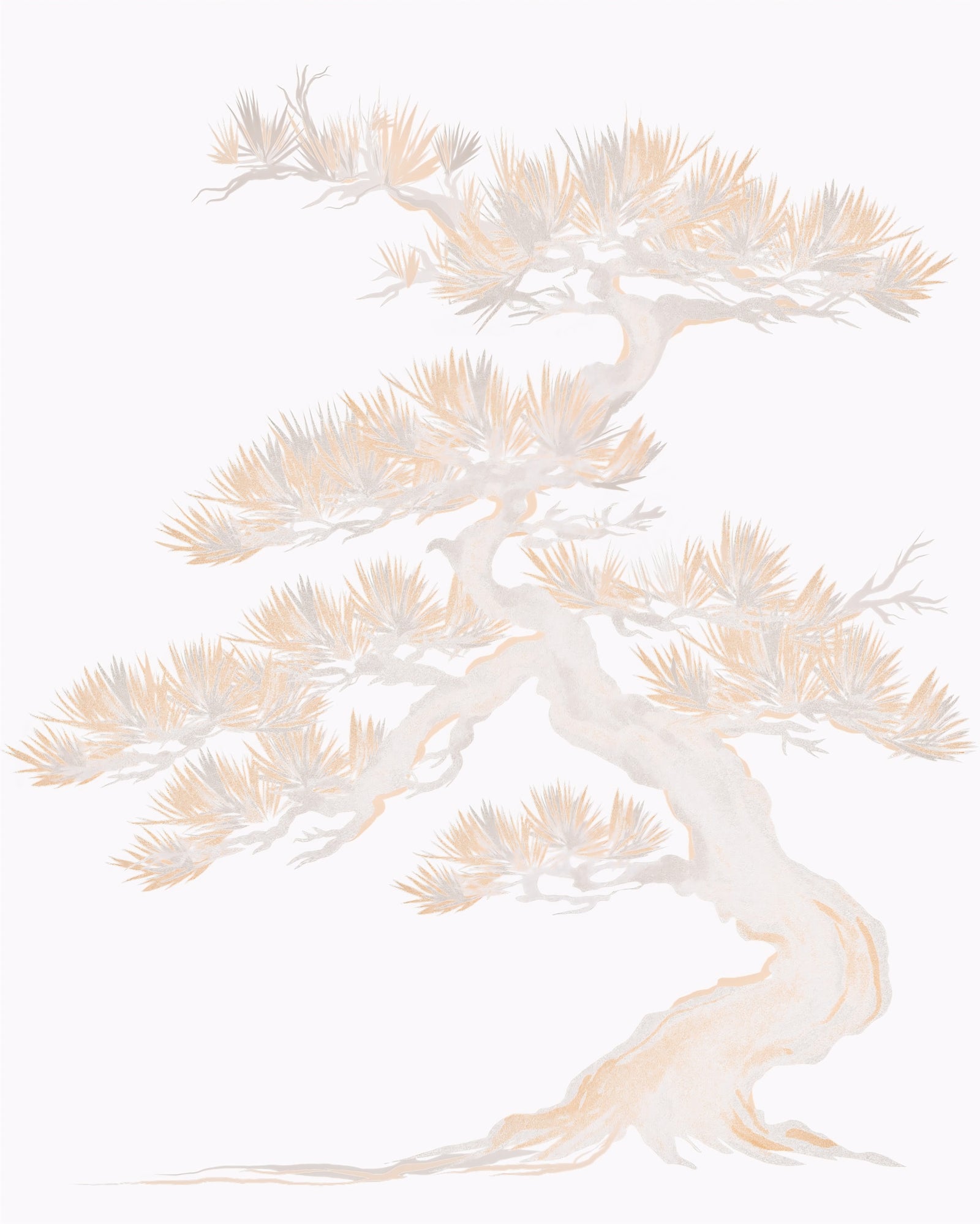 Papier peint mural Matsu pin pastel style japonais