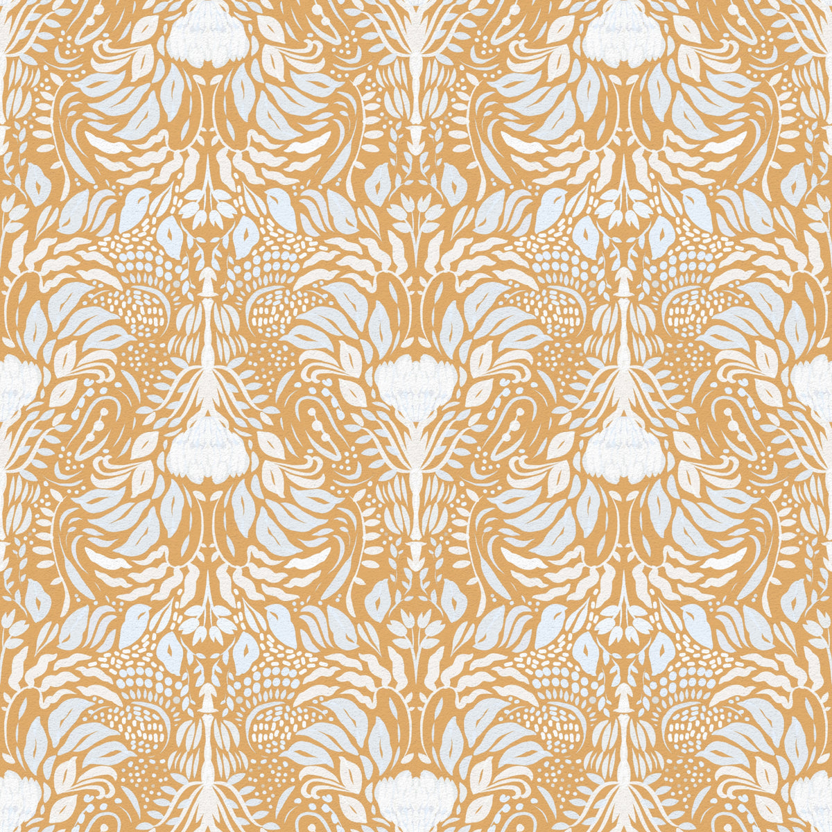 Papier peint symétrie florale folk dorée in your room — zoomed