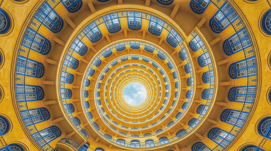 Papier peint panoramique Perspective Spirale Dorée
