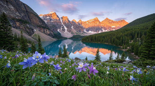 Alpine Glow & Lakeside Blooms Wandbild