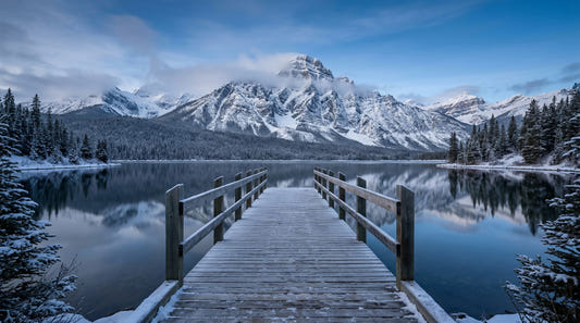 Papier peint panoramique Sérénité du lac d'hiver