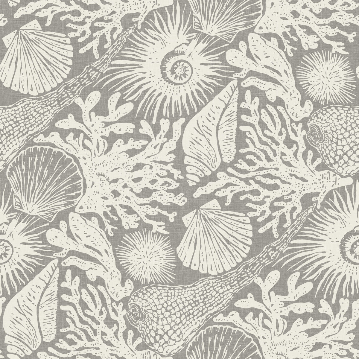 Papier peint bohème coquillages et corail gris in your room — zoomed