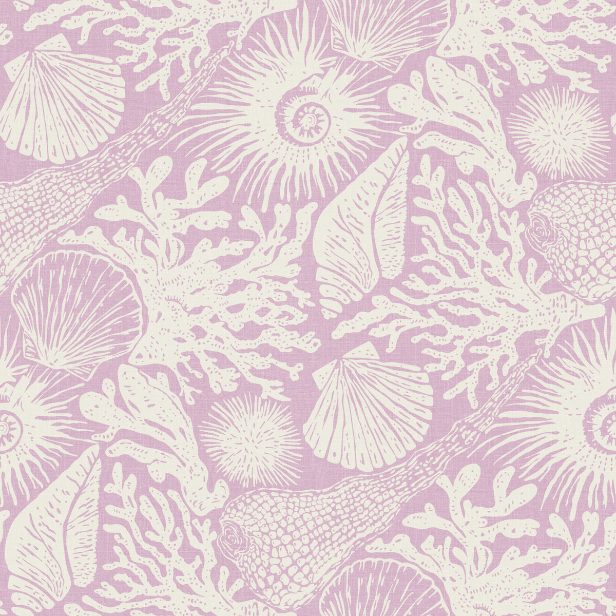 Boho Muschel- & Korallen-Lavendel-Tapete⁠ in your room — zoomed