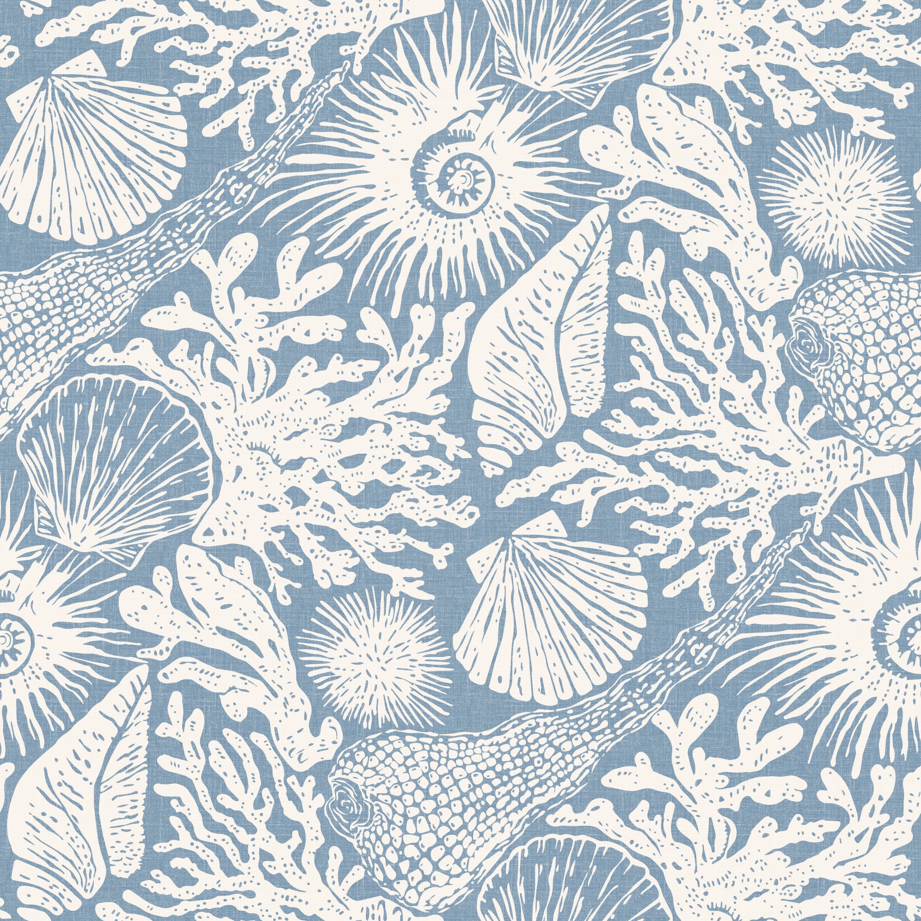 Boho Seashell & Coral Off-white på Azure Tapet⁠
