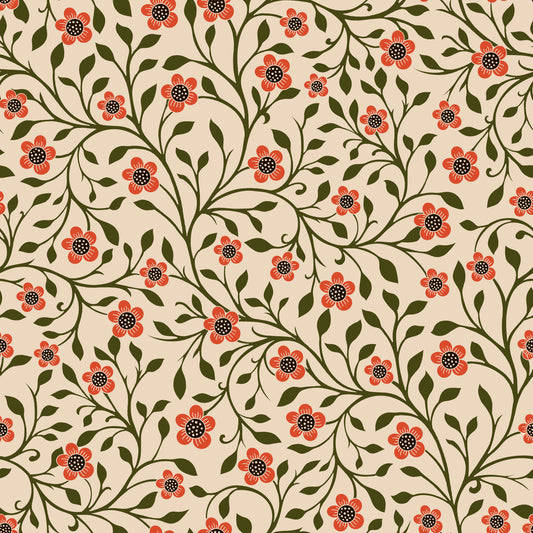 Papel de Parede Folhas Florais Quentes