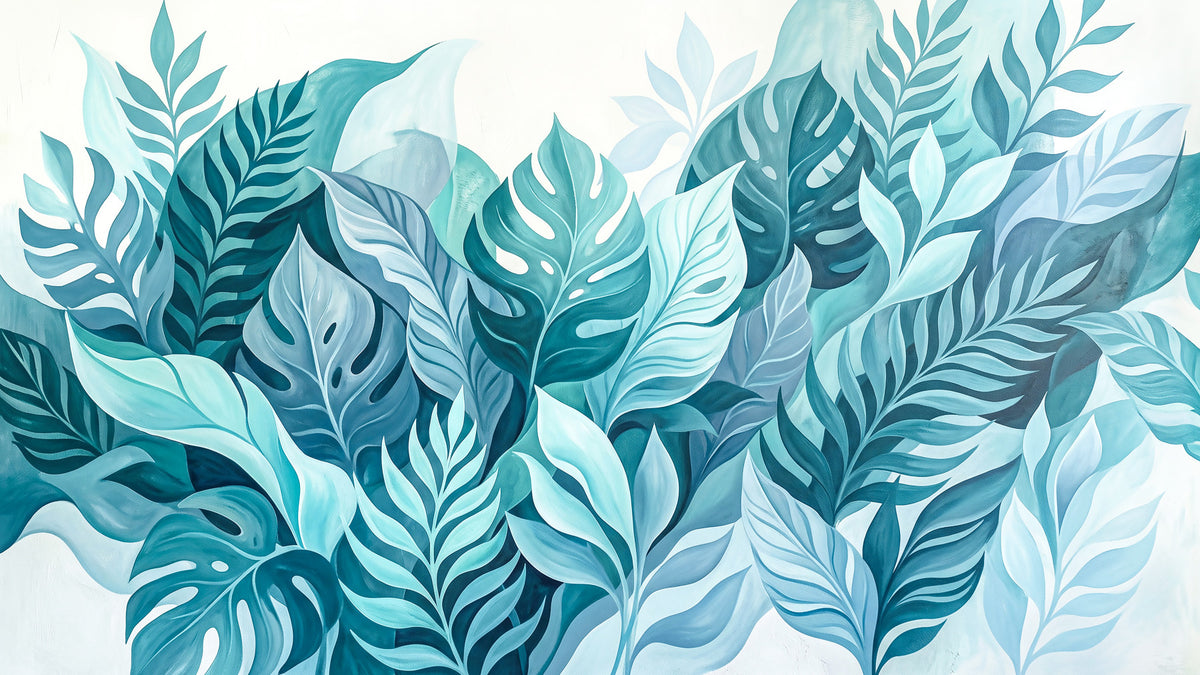 Fresque murale Oasis Botanique Aqua in your room — zoomed