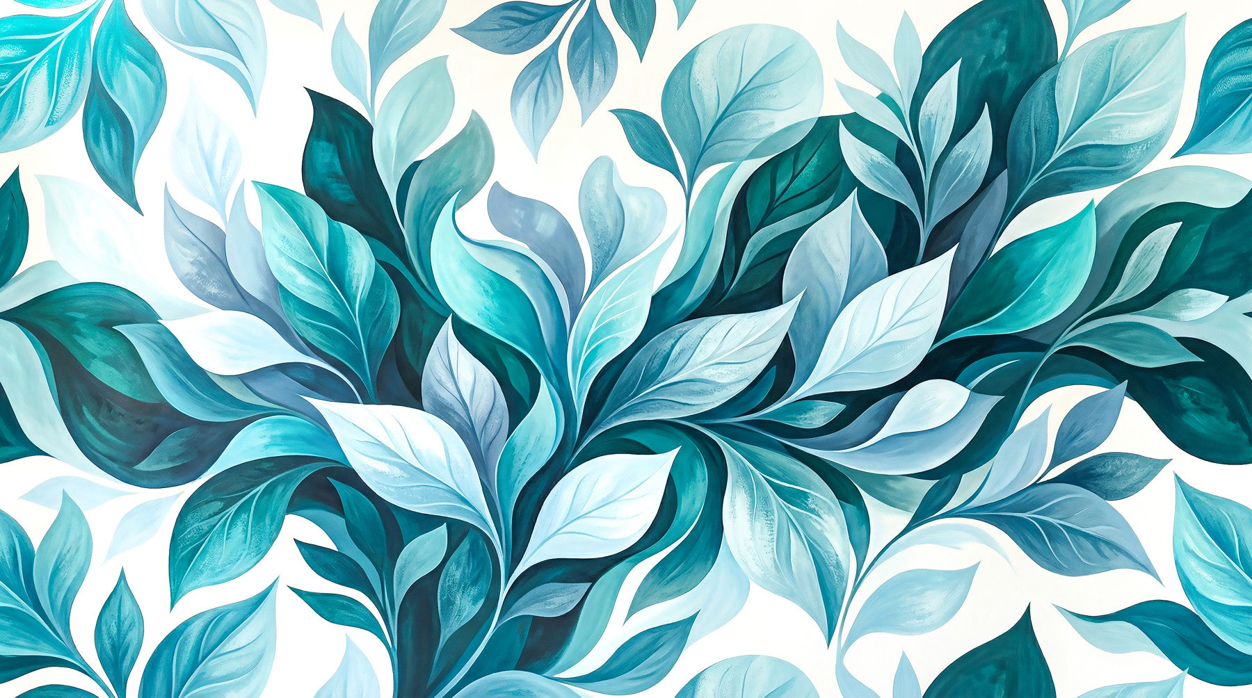 Teal Foliage Flow Wall Mural