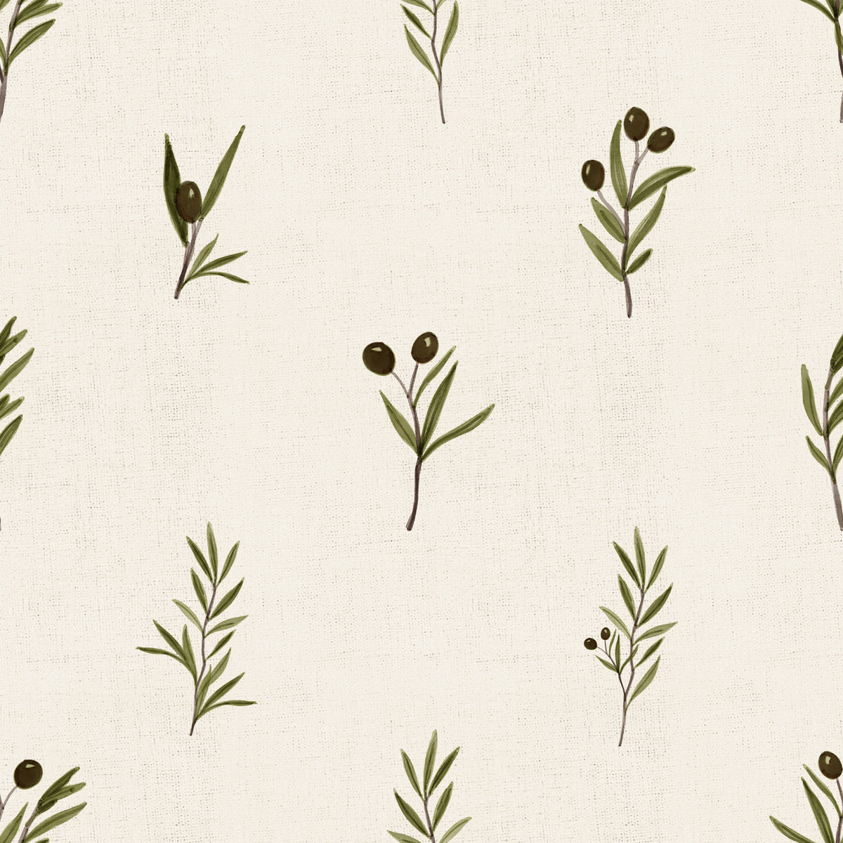 Toscaanse Olijftakken Op Canvas Behang in your room — zoomed