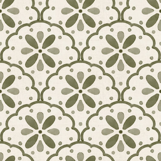Tuscany Scallop Olive Wallpaper⁠