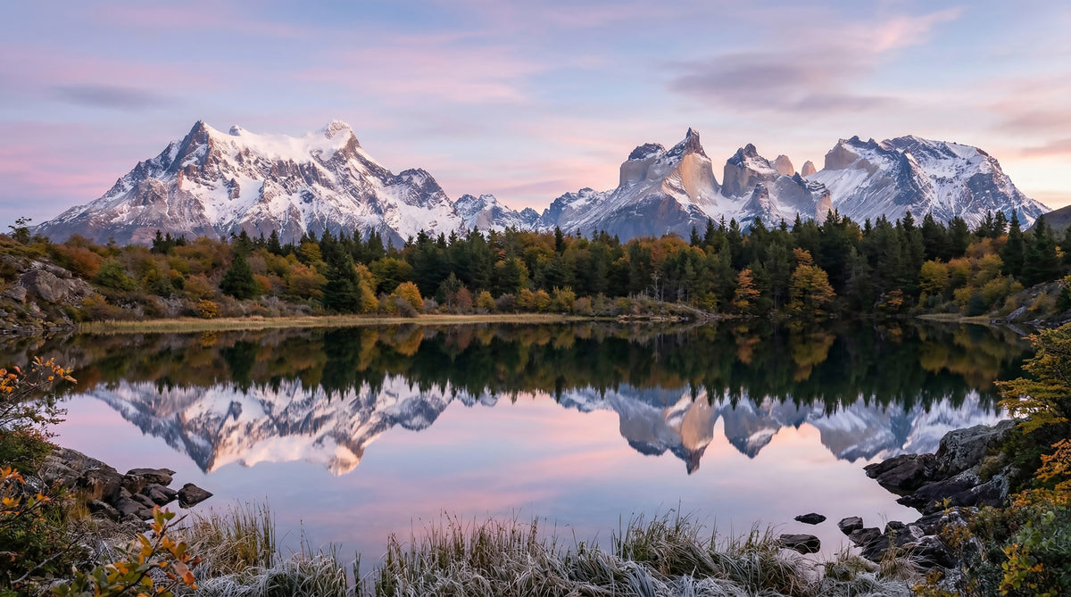Wandbild Pink Sky Mountain Reflection in your room — zoomed
