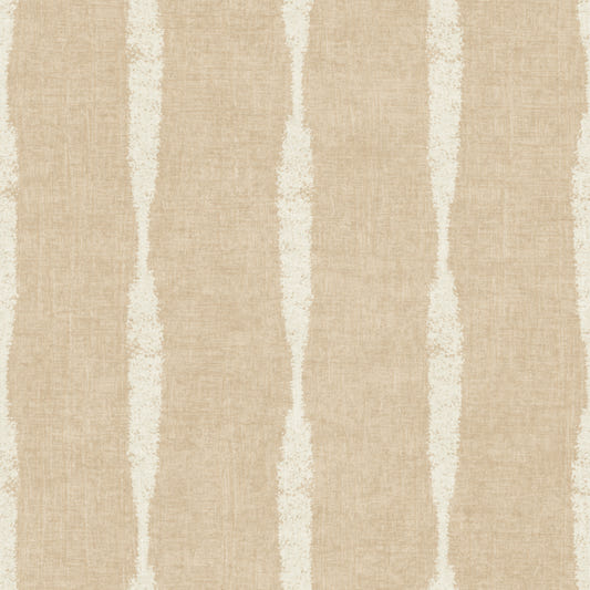 Papier peint à rayures texturées blanches crème vieillies sur beige chaud