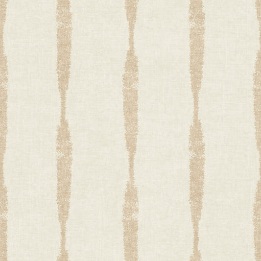 Papier peint à rayures texturées beige chaud vieilli sur fond blanc crème