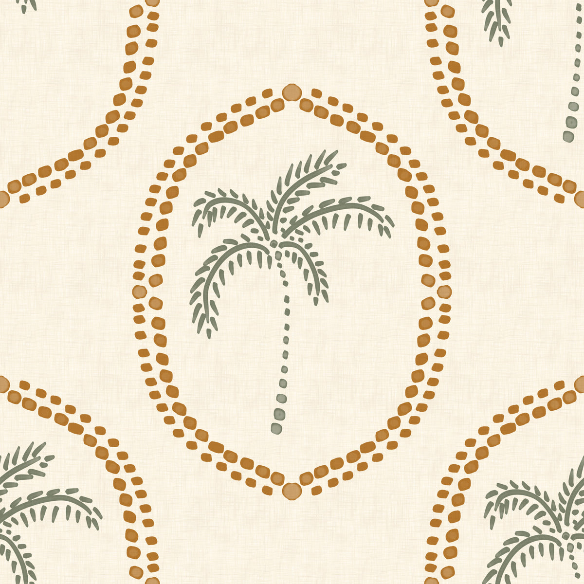 Carta da parati Medaglione Dorato Oasis di Palme Boho Spiaggia in your room
