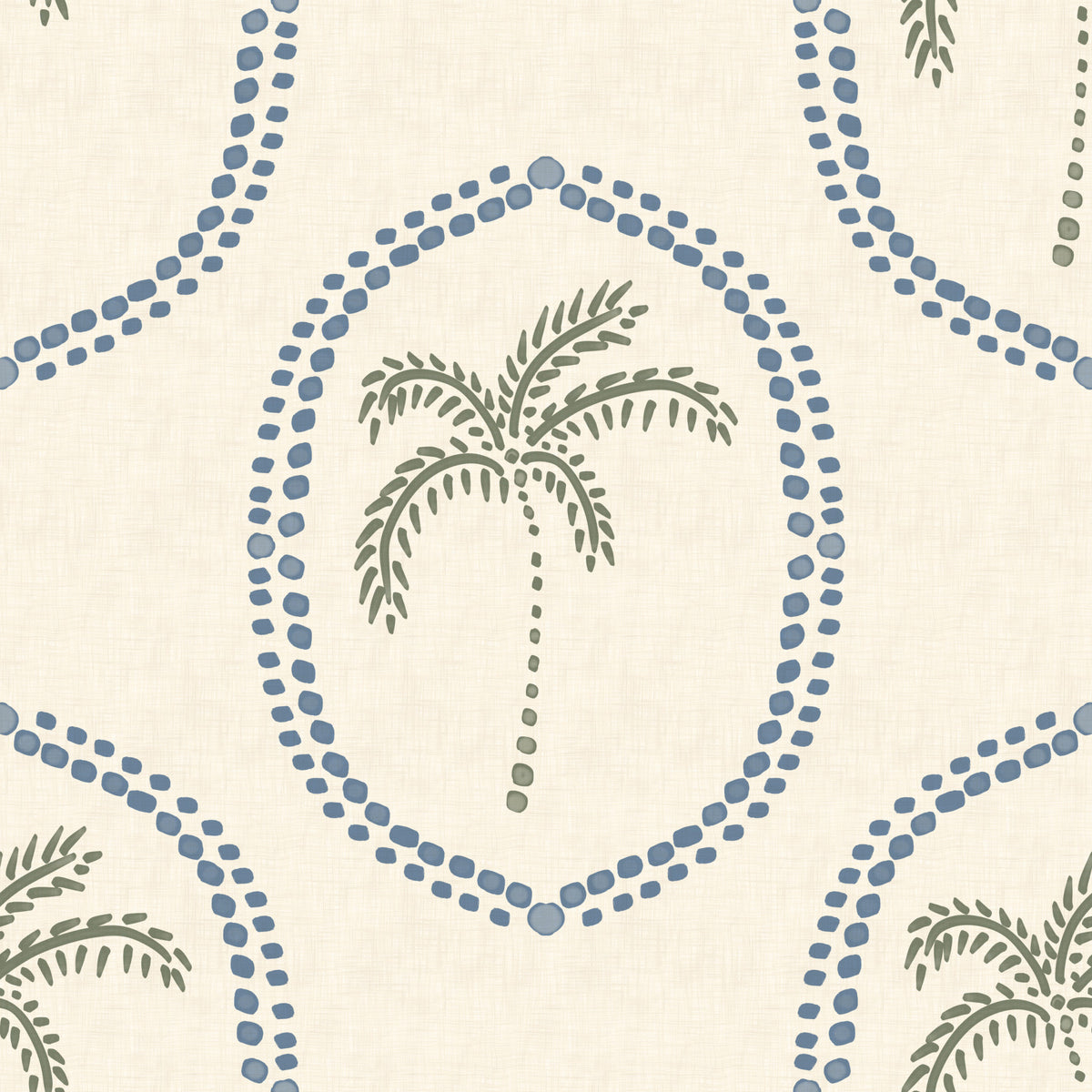 Carta da parati Medaglione Blu Ardesia Oasis Palm Boho Spiaggia in your room