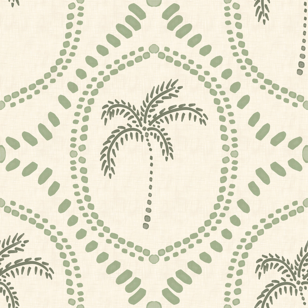 Beachy Boho Palm Oasis Kustgroen Behang in your room — zoomed