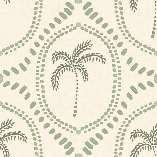Papel de Parede Verde Costeiro Oasis Boho Praia
