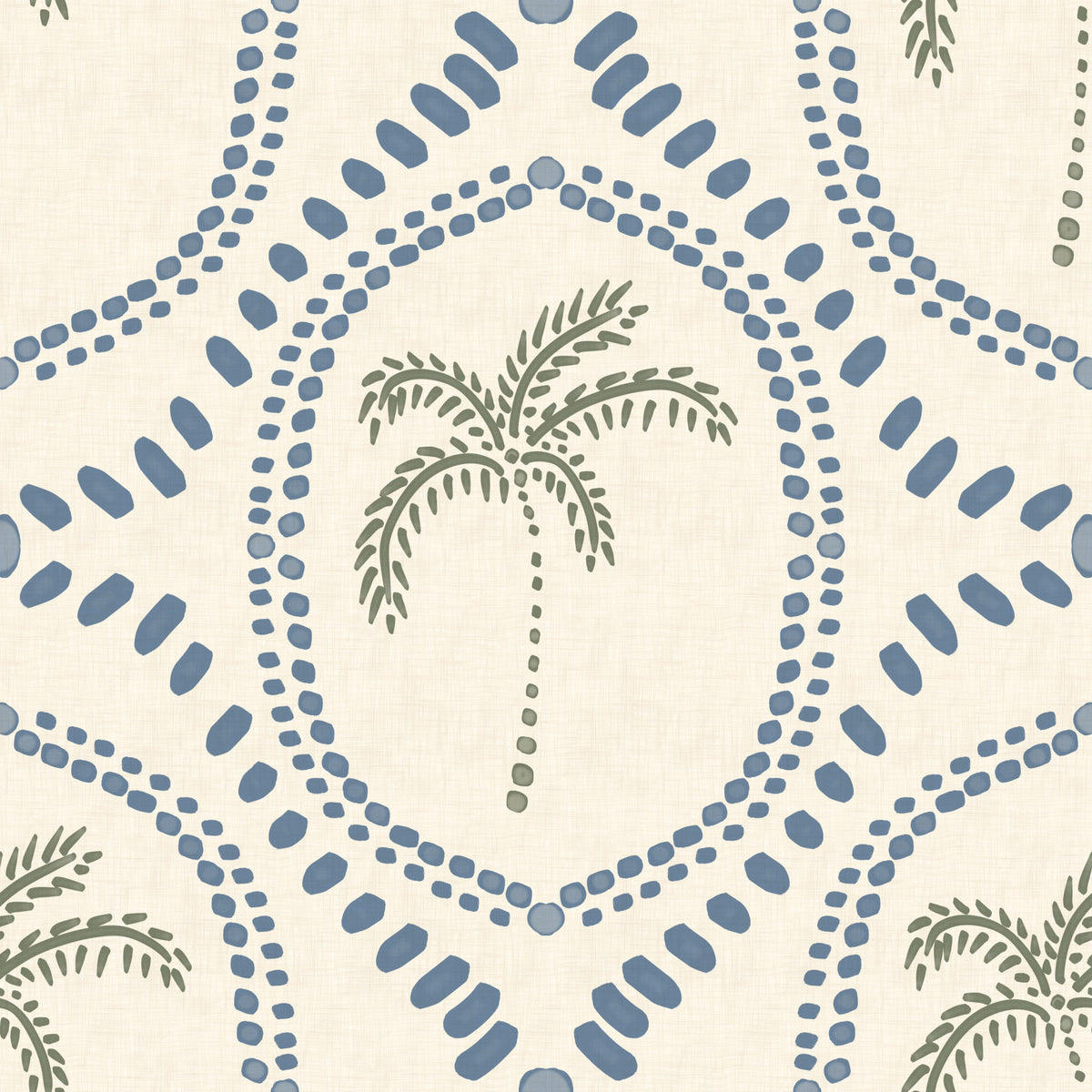 Papier peint Oasis de palmiers bohème plage bleu ardoise in your room — zoomed