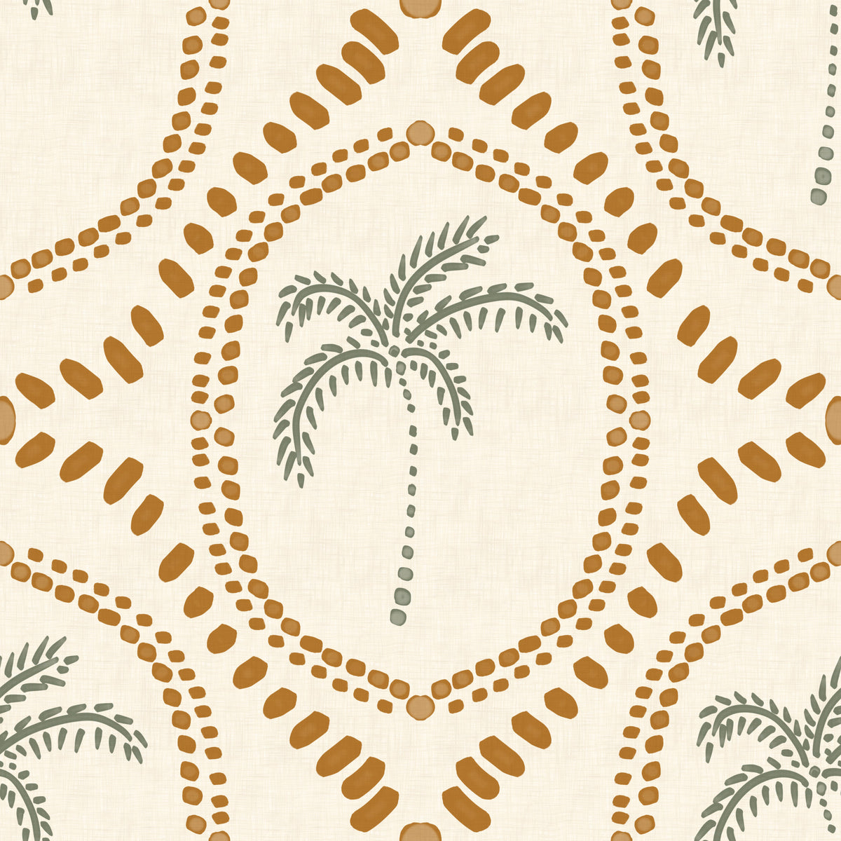 Papel de Parede Dourado Oasis de Palmeiras Boho Praiano in your room