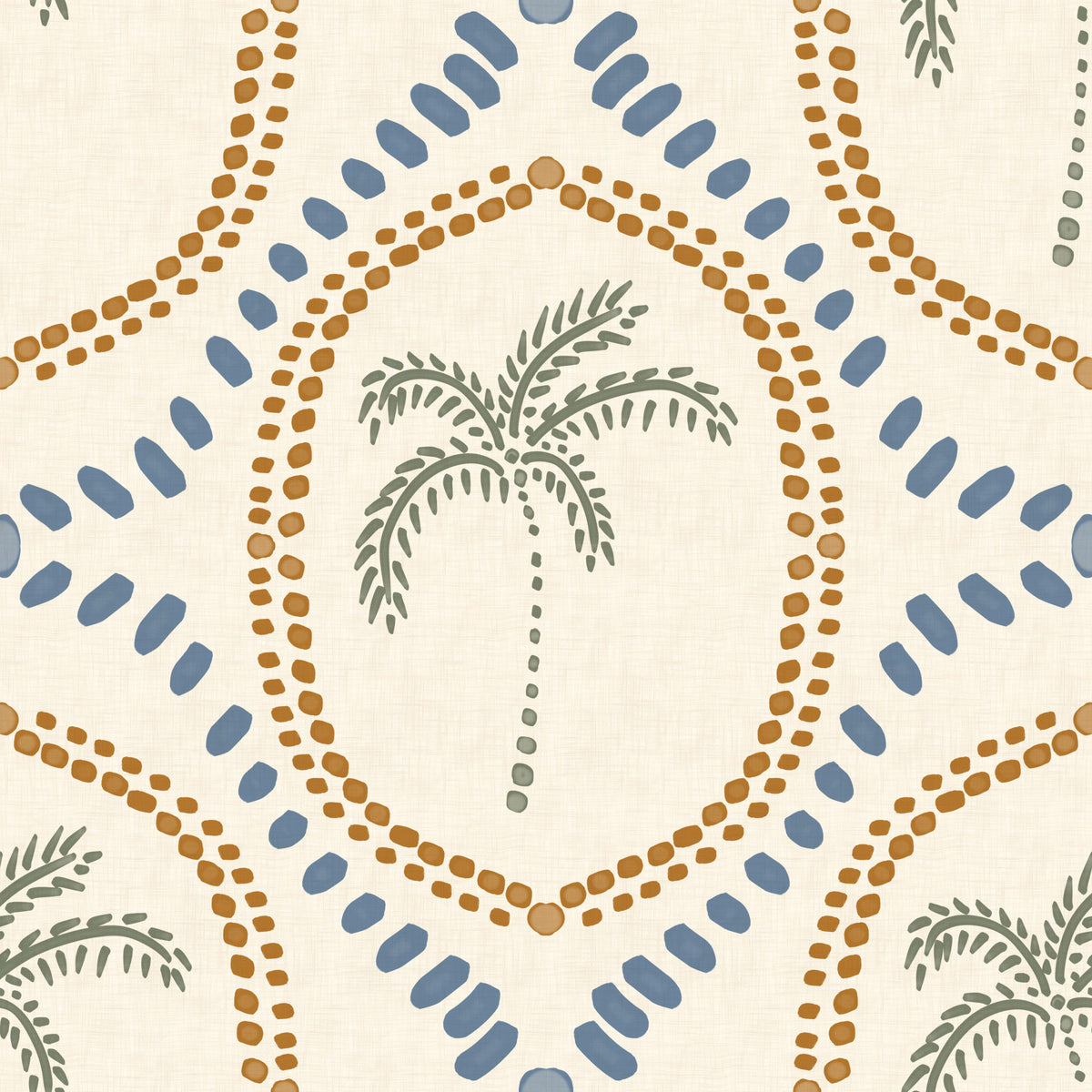 Rantahenkinen boho-palmuparatiisi kulta- ja liuskansinisellä tapetilla⁠ in your room