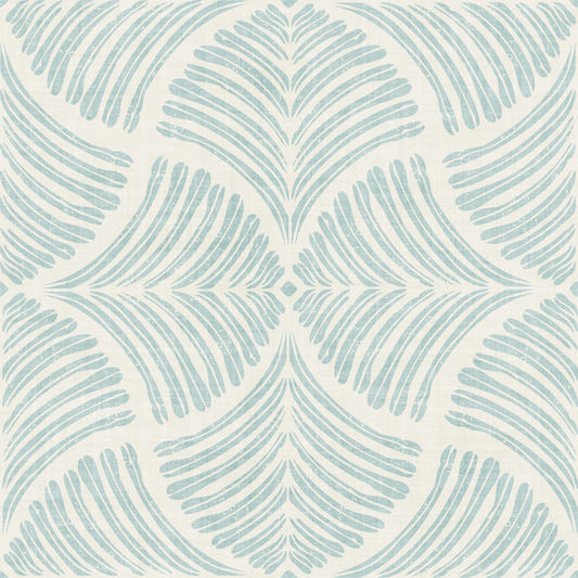 Papier peint minimaliste Japandi éventail à écailles texturées bleu pastel