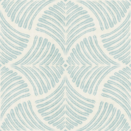 Pastelblauwe Gestructureerde Schaalvormige Waaier Japandi Minimalistische Behang