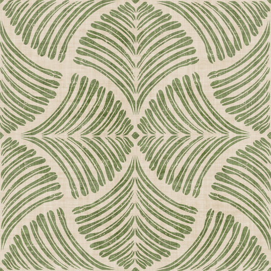 Muted Green Textured Scallops Fan Japandi Minimalist  Wallpaper⁠