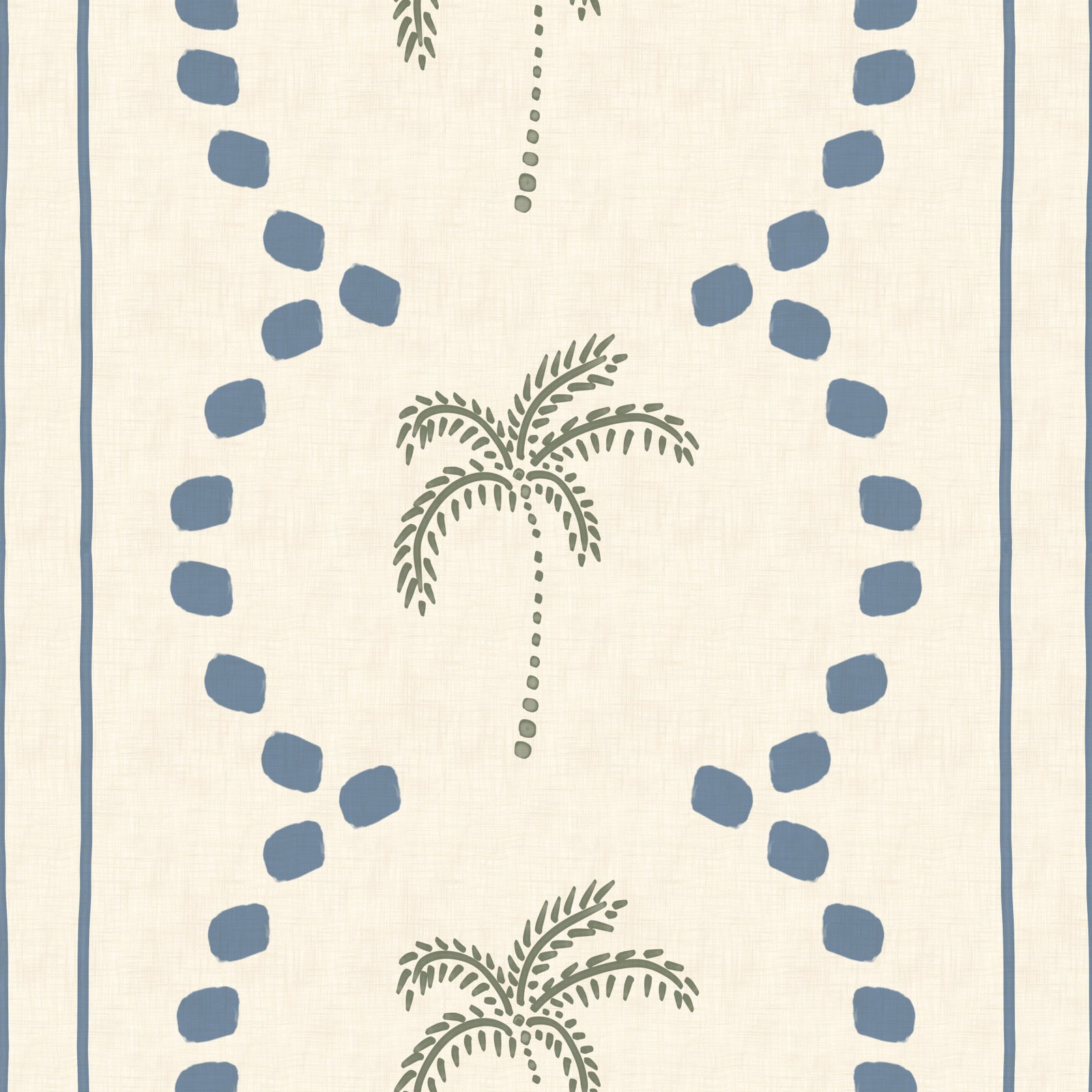 Papel pintado de rayas decorativas con palmas tropicales en azul pizarra in your room