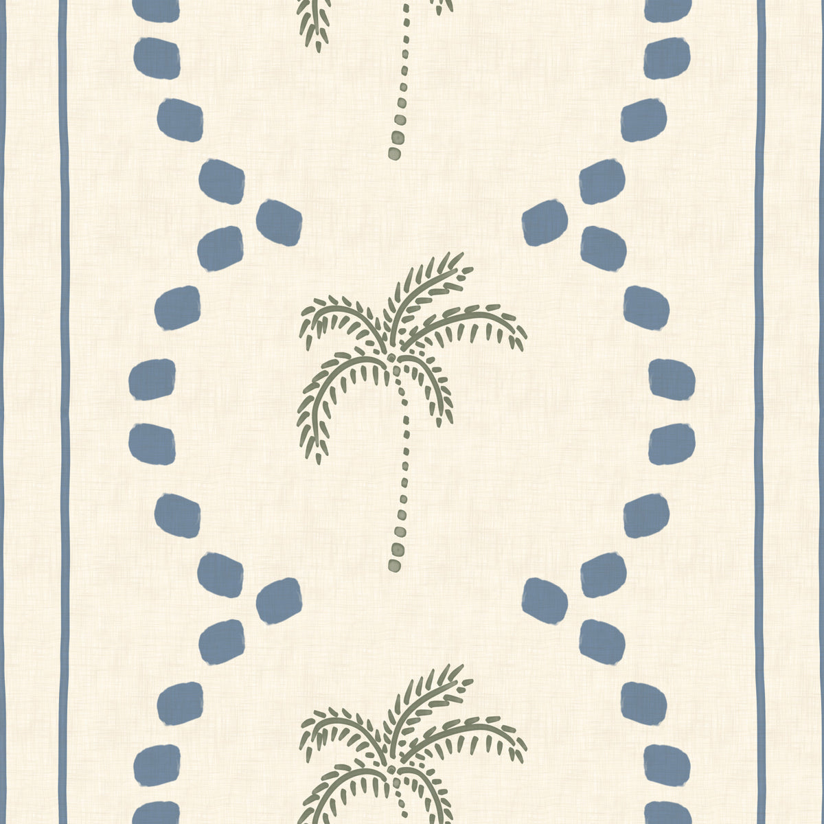 Papel pintado de rayas decorativas con palmas tropicales en azul pizarra in your room — zoomed