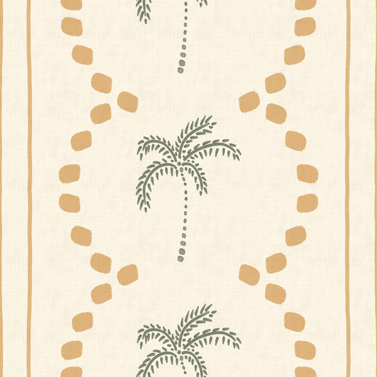 Tropical Palm Deco Stripes Sand Wallpaper⁠