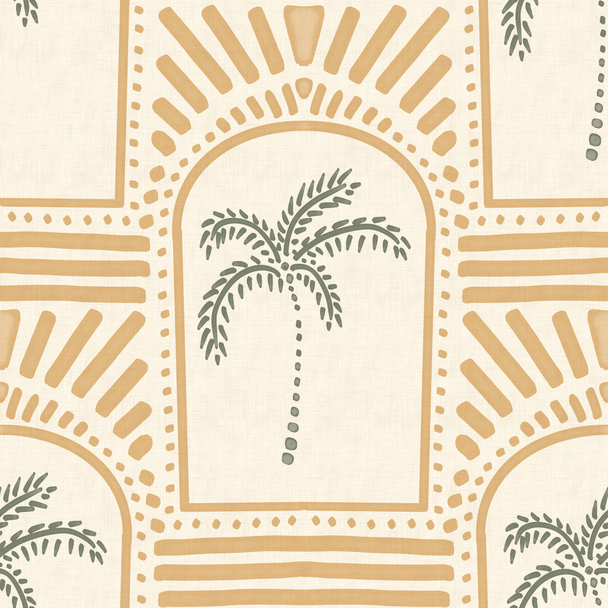 Tropisk palm Art Deco-bågar sandtapet in your room — zoomed