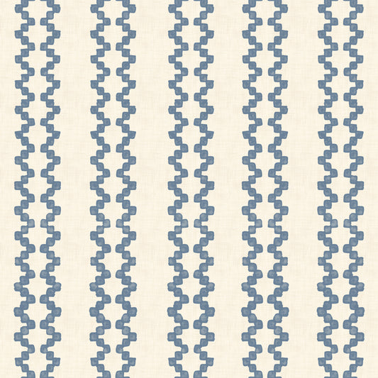Papel de Parede Zellige com Ornamento às Riscas Azul Ardósia