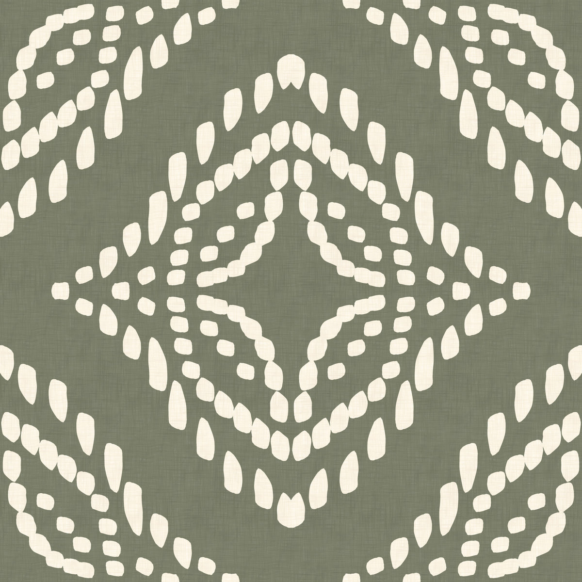 Block Print Ornament Palm Green Canvas Wallpaper⁠