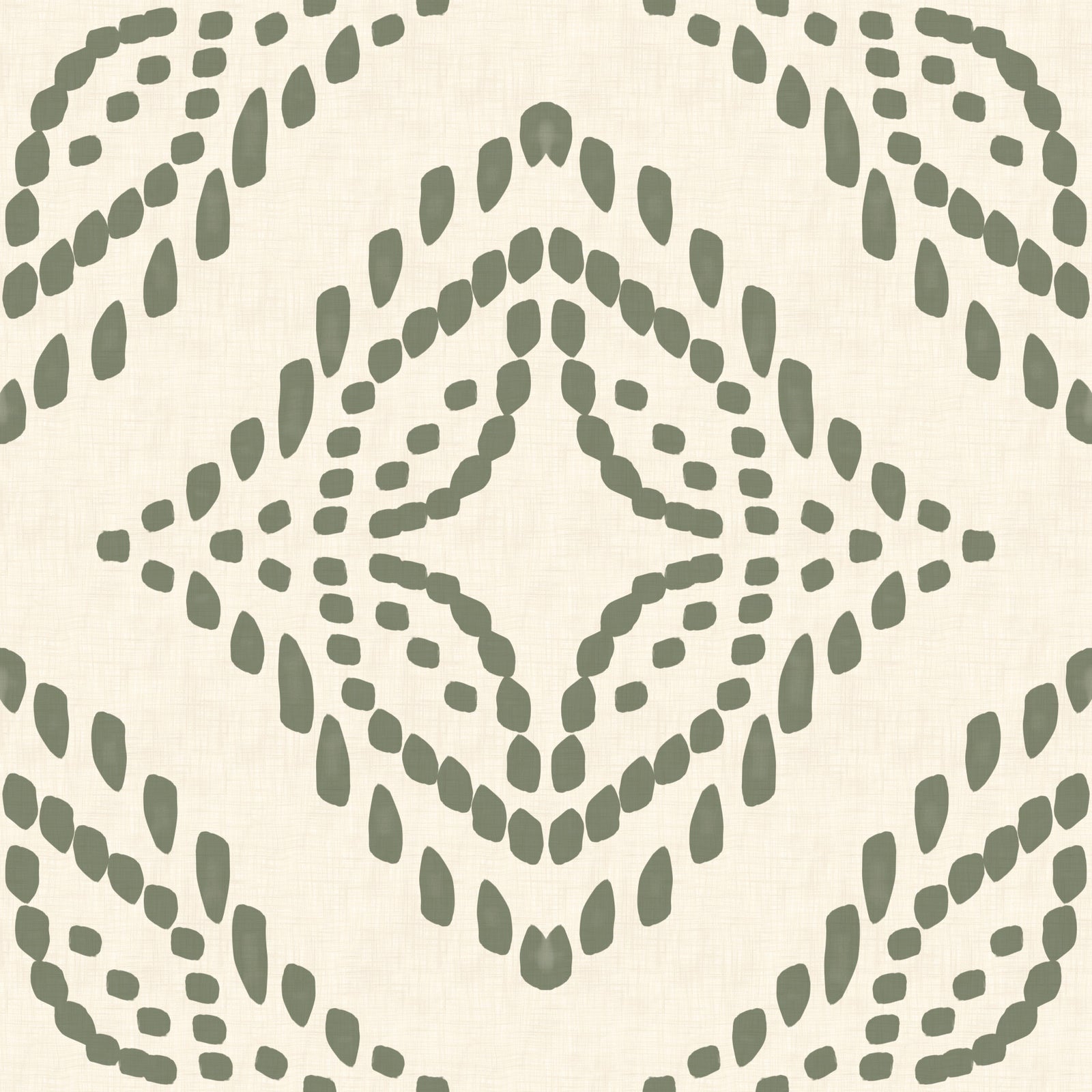 Carta da parati verde palma con motivo ornamentale a stampa a blocchi in your room