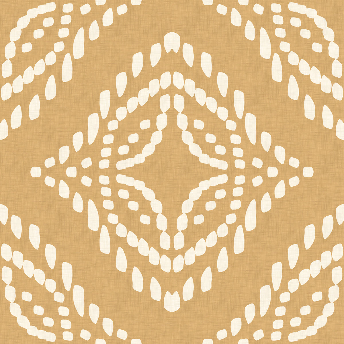 Blockdruck Ornament Sand Leinwand Tapete in your room — zoomed