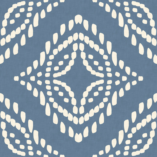 Block Print Ornament Slate Blue Canvas Wallpaper⁠