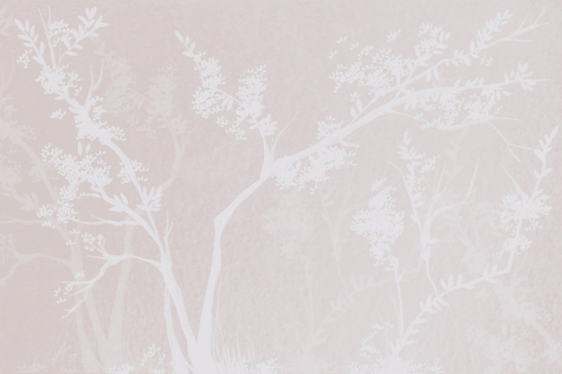 Living room styled with the Muted Blossom Canopy neutrals wall mural in calm blush tone